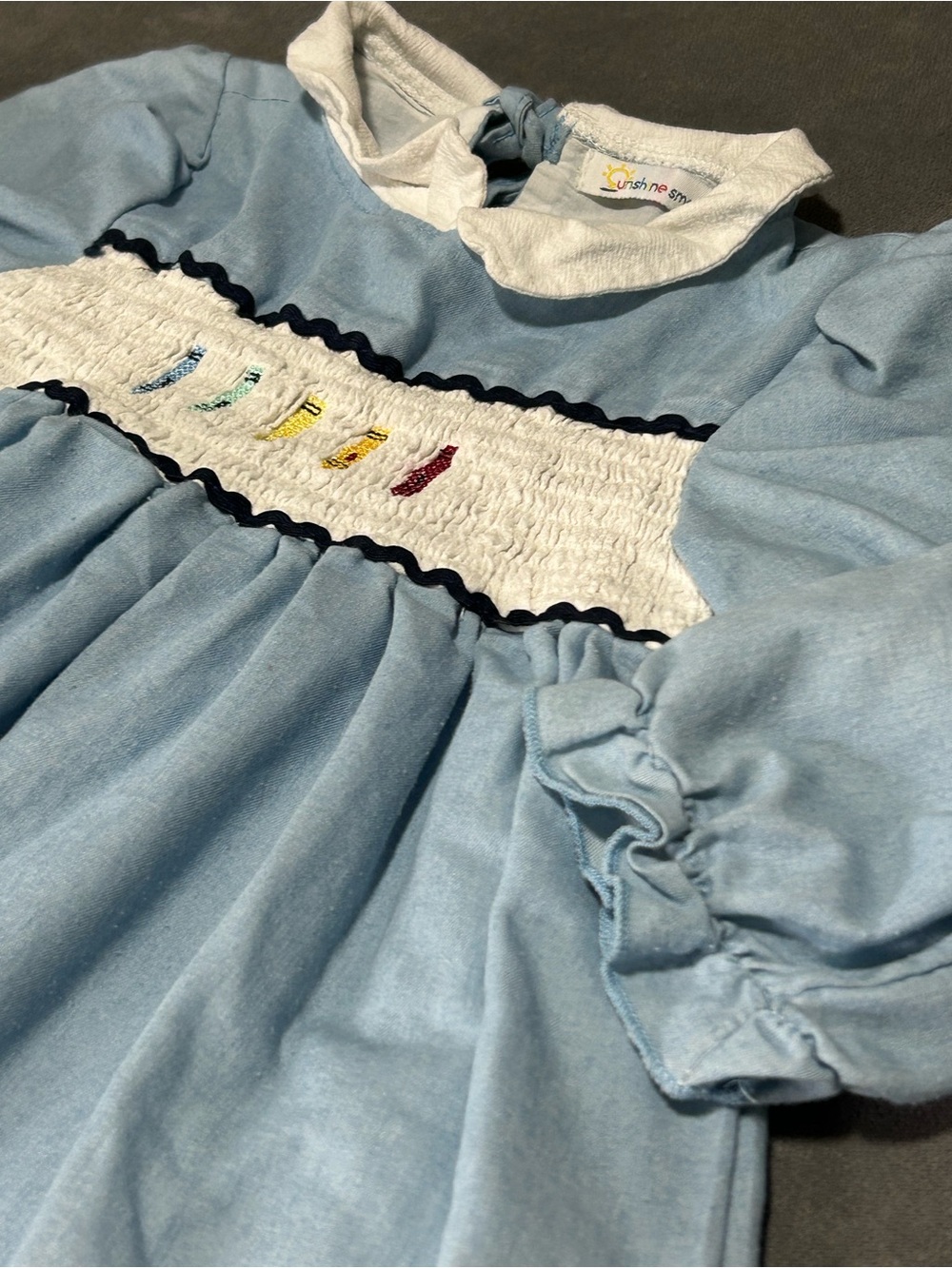 Back To School Smocked Dress Pre K Kindergarten Crayons Size 5 Boutique Dress